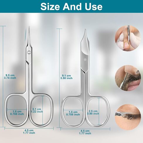 Diesisa Cuticle Scissor Extra Fine Curved, Stainless Manicure Scissors Eyebrow Scissors for Fingernail, Eyebrow, Eyelash, Dry Skin, Nail Scissors Curved For Grooming 2 pack in Kuwait