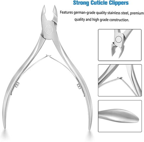 FERYES Cuticle Clipper with Pusher, 2 in 1 Professional Cuticle Trimmer, 6mm Full Jaw Cuticle Nipper, Stainless Steel Cuticle Remover Tool in Saudi Arabia
