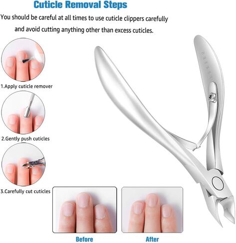 FERYES Cuticle Clipper with Pusher, 2 in 1 Professional Cuticle Trimmer, 6mm Full Jaw Cuticle Nipper, Stainless Steel Cuticle Remover Tool in Saudi Arabia