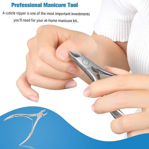FERYES Cuticle Clipper with Pusher, 2 in 1 Professional Cuticle Trimmer, 6mm Full Jaw Cuticle Nipper, Stainless Steel Cuticle Remover Tool in Saudi Arabia