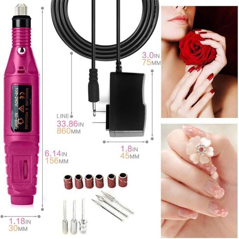 طقم مثقاب فني للأظافر، طقم مثقاب كهربائي للأظافر، طقم مبرد أظافر احترافي، مبرد أظافر كهربائي باديكير مانيكير أظافر أكريليك، 6 مبرد DIY مجموعة مثقاب لتلميع الأظافر، حزمة إصلاح التلميع in Kuwait