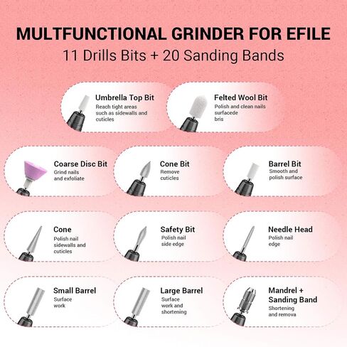 MelodySusie Electric Nail Drill Machine,PC120I Portable Electric Nail File Efile Set for Acrylic Gel Nails, Manicure Pedicure Tool with Nail Drill Bits Sanding Bands Dust Brush, Gold in Saudi Arabia