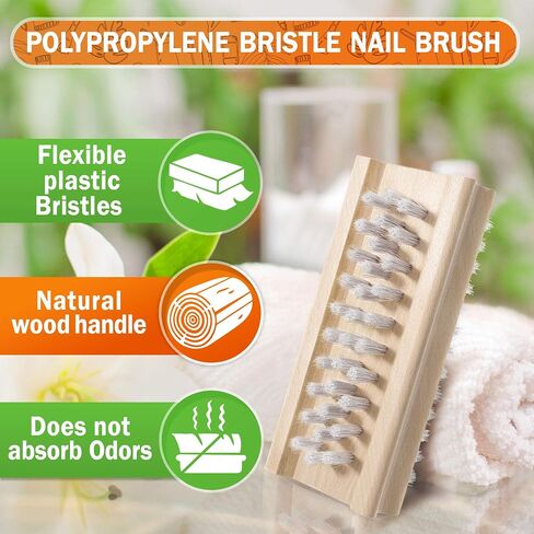 Konex Non-Slip Wooden Two-sided Hand and Nail Brush. Fingernail Brush for Nail Cleaning and Scrubbing. Heavy duty Stiff Nail Brush for Travel. Mechanic hand scrub brush with molded grip. in Saudi Arabia