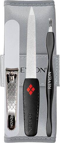 Manicure Set by Revlon, Cuticle Trimmer, Nail Clipper, Nail File & Nail Buffer, Nail Care Tools, Smooths & Shapes, Easy to Use, 4 Piece Set in Saudi Arabia