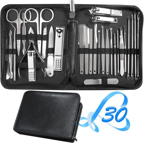 Manicure Set 30 in 1 Nail Clipper set,RedFlow Nail Clippers,Fingernail & Toenail Clippers,Manicure Tools,Pedicure Tools,Suitable for Travel Manicure Kit (A-Black) in Saudi Arabia