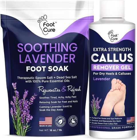 Callus Remover for Feet with Extra Strength Gel & Foot Pumice Stone Set - Easy Way to Remove Hard Calluses & Dead Skin Build-Up - Professional at-Home Foot Care for Men & Women - Made in The USA in Kuwait