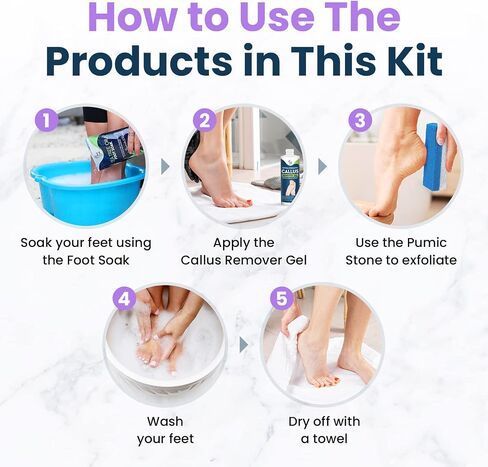 Callus Remover for Feet with Extra Strength Gel & Foot Pumice Stone Set - Easy Way to Remove Hard Calluses & Dead Skin Build-Up - Professional at-Home Foot Care for Men & Women - Made in The USA in Kuwait