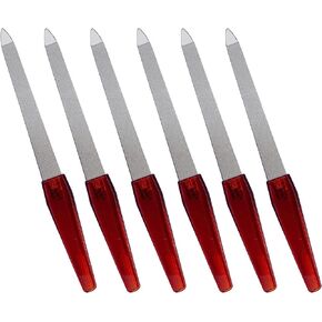 Metal Nail Files Made of Stainless Steel with Sharp Pointed Tip Non Slip Handle, Double Sided Sapphire Grit for Natural Nails Fingernails Toenail limas de uñas metálicas Color Black (6 Pcs)