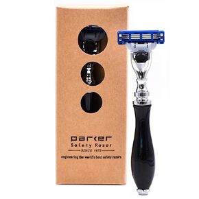 Parker Deluxe Gillette Mach 3 Compatible Razor For a Close Shave – Premium Black Resin Handle with Chrome Trim – One Gillette Mach 3 Triple Blade Cartridge Included in Saudi Arabia