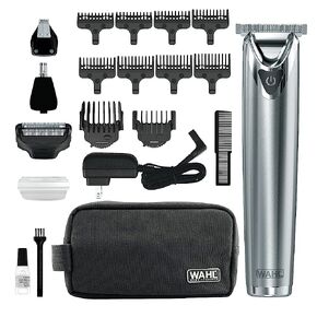 Wahl USA Stainless Steel Lithium Ion 2.0+ Beard Trimmer for Men - Electric Shaver & Nose Ear Trimmer - Rechargeable All in One Men's Grooming Kit - Model 9864SS