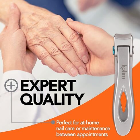 ماكينة قص أظافر KOHM للأظافر السميكة - شديدة التحمل، مقص احترافي لأظافر اليدين والقدمين بفم واسع للرجال والنساء وكبار السن، فضي in Kuwait
