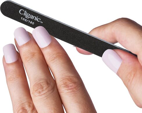 12 Pack Nail File Set: 180/240 Grit | Professional Emery Boards for Natural, Gel & Acrylic Nails | Washable Double Sided Kit | Cliganic 90 Days Warranty in Saudi Arabia