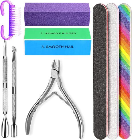 3pcs Double Sided Rectangular Nail File and Buffer, Buffer Block Sponge Polished, Nail Brush, Come with Cuticle Nipper and Pusher, Perfect Manicure Tool Kit for Shiny Nail in Kuwait