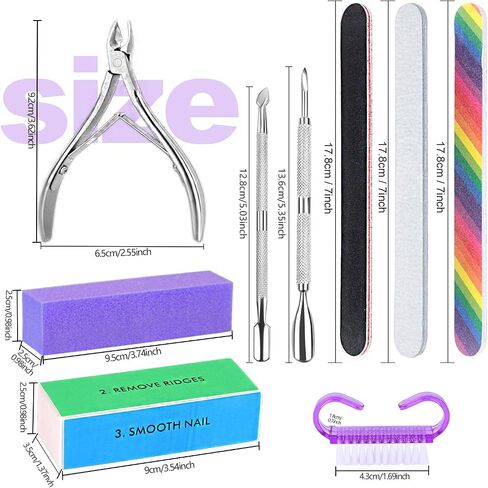 3pcs Double Sided Rectangular Nail File and Buffer, Buffer Block Sponge Polished, Nail Brush, Come with Cuticle Nipper and Pusher, Perfect Manicure Tool Kit for Shiny Nail in Kuwait