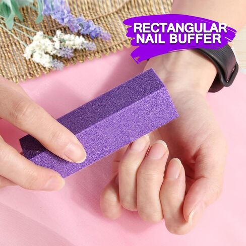 3pcs Double Sided Rectangular Nail File and Buffer, Buffer Block Sponge Polished, Nail Brush, Come with Cuticle Nipper and Pusher, Perfect Manicure Tool Kit for Shiny Nail in Kuwait
