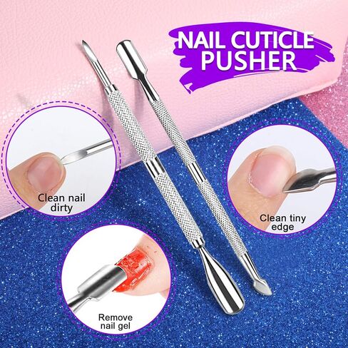 3pcs Double Sided Rectangular Nail File and Buffer, Buffer Block Sponge Polished, Nail Brush, Come with Cuticle Nipper and Pusher, Perfect Manicure Tool Kit for Shiny Nail in Kuwait