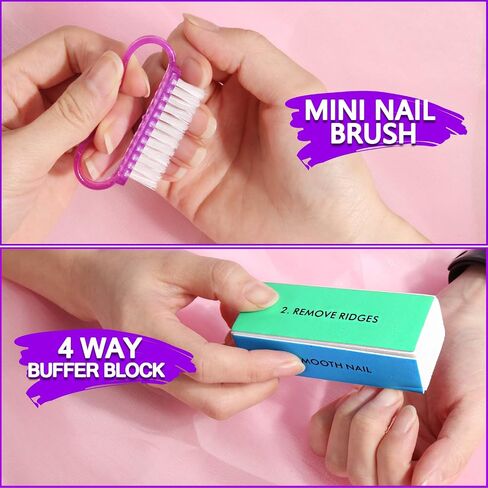 3pcs Double Sided Rectangular Nail File and Buffer, Buffer Block Sponge Polished, Nail Brush, Come with Cuticle Nipper and Pusher, Perfect Manicure Tool Kit for Shiny Nail in Kuwait