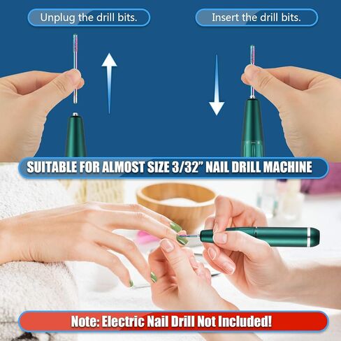 19pcs Nail Drill Bits Sets, 3/32 Inch Diamond Cuticle Electric Nail File and Ceramic Acrylic Gel Nail Bit Kit, Acrylic Nail Art Tools, Carbide Cuticle Remover Bits for Manicure Pedicure, Home Salon in Saudi Arabia