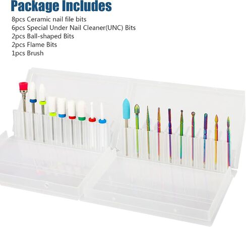 19pcs Nail Drill Bits Sets, 3/32 Inch Diamond Cuticle Electric Nail File and Ceramic Acrylic Gel Nail Bit Kit, Acrylic Nail Art Tools, Carbide Cuticle Remover Bits for Manicure Pedicure, Home Salon in Saudi Arabia