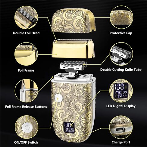 ماكينة حلاقة Saoilli Foil للرجال، ماكينة حلاقة كهربائية للرجال، ماكينة حلاقة مزدوجة للرأس، ماكينة حلاقة الرأس الصلع، ماكينة حلاقة لاسلكية لتشذيب اللحية، ماكينة حلاقة للرجال، مقاومة للماء بسرعتين، لوازم الحلاقة للرجال in Kuwait