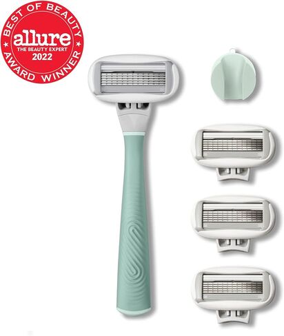 Flamingo 5-Blade Razors for Women - 1 Razor Handle + 4 5-Blade Refills + 1 Shower Holder - Chrome in Saudi Arabia