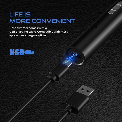 جينيتي ماكينة تشذيب شعر الأنف للرجال، 2023 ماكينة تشذيب شعر الأنف القابلة لإعادة الشحن عبر USB غير مؤلمة، ماكينة تشذيب الأنف المحمولة للرجال والنساء، IPX7 مقاومة للماء بشفرات مزدوجة الحواف، ماكينة تشذيب الأنف لسهولة التنظيف in Kuwait