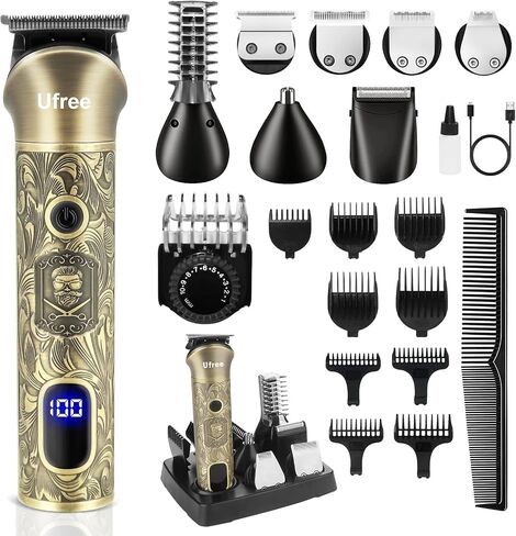 Ufree Beard Trimmer for Men, Electric Razor for Men, Cordless Hair Clipper Shaving Kit for Mustache Body Nose Ear Hair Facial, Adjustable Beard Grooming Kit Birthday Gifts for Men in Saudi Arabia