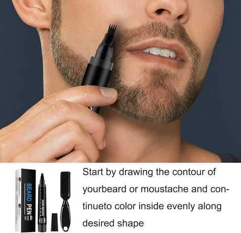 Beard Pen for Men, Beard Pencil Filler for Men, Waterproof Beard Filling Pen Kit with Water Proof Beard Filling Pen and Beard Brush Beard Pen Filler, Creates Natural Looking Beard in Saudi Arabia