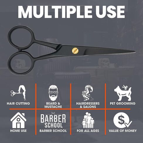 WAJEES Beard Scissors for Men A Complete Set of Grooming Scissors Men, 1 Mustache Comb, & 1 Beard Grooming Comb in a Carrying Pouch Perfect Mustache Scissors, Men’s Facial Hair Scissors in Saudi Arabia