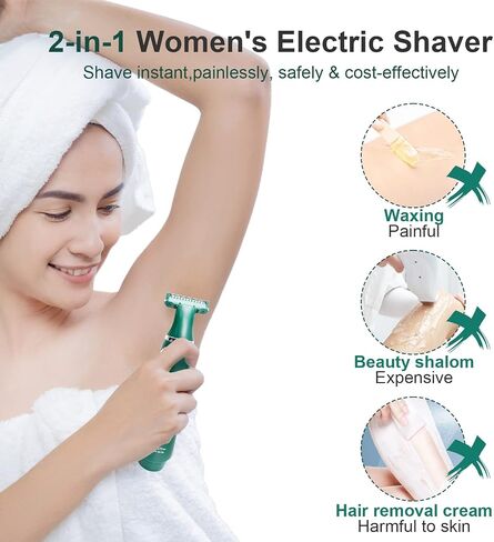 FINTOZER Electric Shaver for Women, Cordless Women Razor Rechargeable Bikini Trimmer for Pubic Hair with 3 Heads & Trimming Combs for Legs Arms Underarms Bikini Area Wet & Dry Use in Saudi Arabia