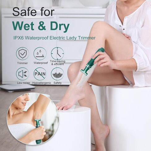 FINTOZER Electric Shaver for Women, Cordless Women Razor Rechargeable Bikini Trimmer for Pubic Hair with 3 Heads & Trimming Combs for Legs Arms Underarms Bikini Area Wet & Dry Use in Saudi Arabia