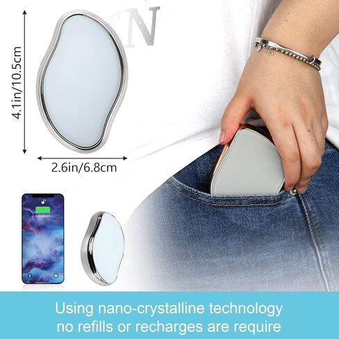 ممحاة شعر كريستالية، مزيل شعر كريستالي قابل لإعادة الاستخدام، أداة إزالة الشعر السحرية غير المؤلمة، ممحاة شعر سحرية للظهر والذراعين والساقين، ممحاة شعر كريستالية سريعة وسهلة للنساء والرجال - فضي in Kuwait