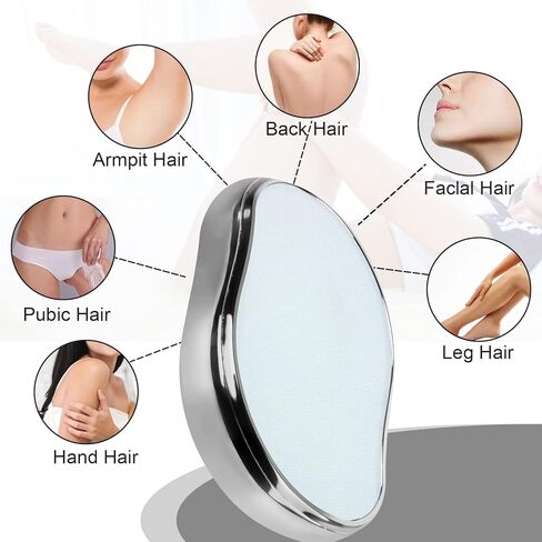 ممحاة شعر كريستالية، مزيل شعر كريستالي قابل لإعادة الاستخدام، أداة إزالة الشعر السحرية غير المؤلمة، ممحاة شعر سحرية للظهر والذراعين والساقين، ممحاة شعر كريستالية سريعة وسهلة للنساء والرجال - فضي in Kuwait