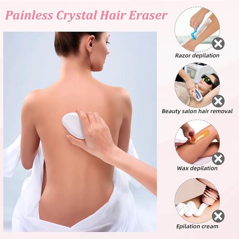 ممحاة شعر كريستالية لجهاز إزالة الشعر، مزيل شعر كريستالي قابل لإعادة الاستخدام للنساء والرجال، أداة إزالة شعر تقشير غير مؤلمة، مقشر سحري للشعر للأذرع الخلفية والساقين (وردي) in Kuwait
