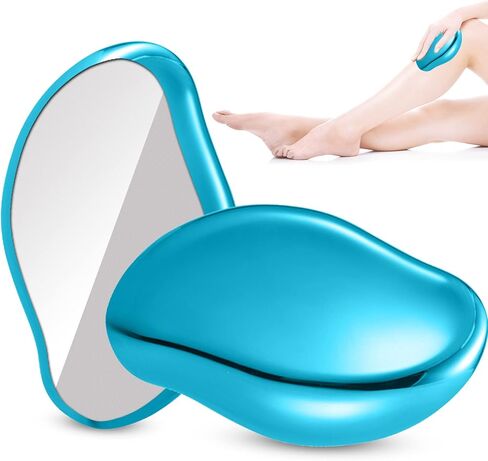 ممحاة شعر كريستالية، قابلة لاعادة الاستخدام لازالة الشعر بدون الم، اداة سحرية لازالة الشعر بدون الم، اداة سحرية لازالة الشعر والذراعين والساقين، قابلة للغسل، للنساء والرجال - ازرق in Kuwait