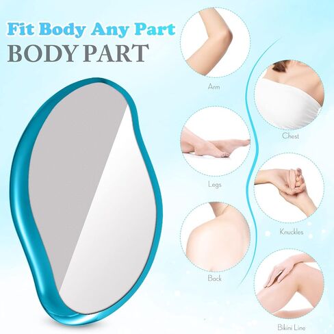 ممحاة شعر كريستالية، قابلة لاعادة الاستخدام لازالة الشعر بدون الم، اداة سحرية لازالة الشعر بدون الم، اداة سحرية لازالة الشعر والذراعين والساقين، قابلة للغسل، للنساء والرجال - ازرق in Kuwait