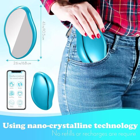 ممحاة شعر كريستالية، قابلة لاعادة الاستخدام لازالة الشعر بدون الم، اداة سحرية لازالة الشعر بدون الم، اداة سحرية لازالة الشعر والذراعين والساقين، قابلة للغسل، للنساء والرجال - ازرق in Kuwait
