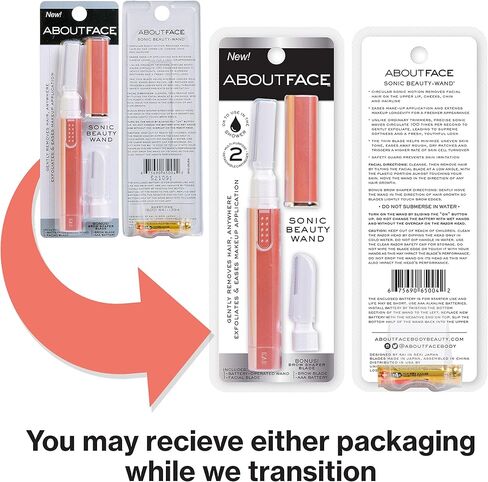 Kai About Face Sonic Beauty Wand with Bonus Eyebrow Shaper; Battery Operated Face Hair Remover; Face, Chin, & Lip Hair Remover, Face Hair Remover Tool for Women, Epilator for Men & Women (Pack of 2) in Kuwait