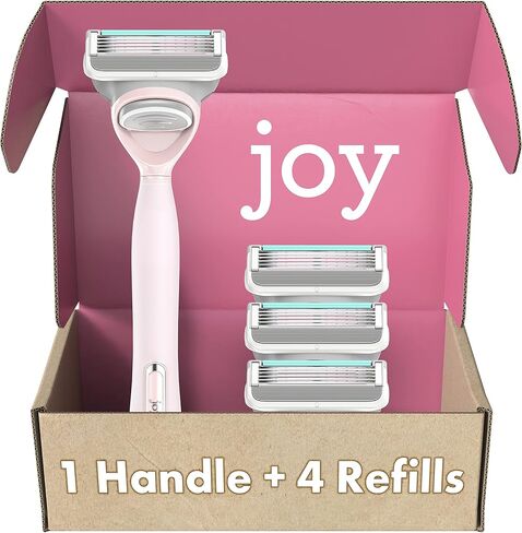 joy Razors for Women, 1 Handle, 4 Razor Blade Refills, Pink, Lubrastrip to Help Avoid Skin Irritation in Saudi Arabia