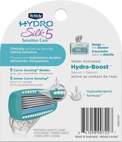 Schick Hydro Silk Moisturizing Razor Blade Refills for Women with Shower Hanger, 4 Count in Saudi Arabia