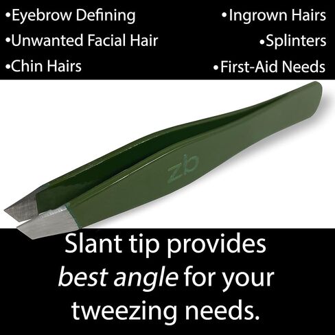 ملاقط Zizzili Basics - من الفولاذ المقاوم للصدأ بدرجة جراحية - طرف مائل لتشكيل الحواجب وإزالة شعر الوجه - مع حقيبة واقية إضافية - أفضل ملقط للرجال والنساء in Kuwait