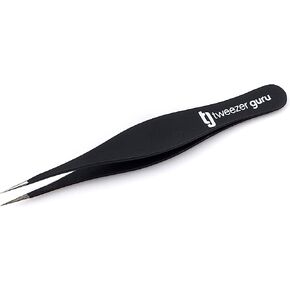 Tweezer Guru Pointed Tweezers - Sharp Precision Needle Nose Tip, Best Tweezers for Eyebrows and Ingrown Hair, Surgical Pointed for Blackheads & Splinters (Black) in Kuwait