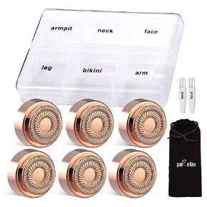 Gurelax Replacement Heads for Flawless, 6 Pcs 18k Gold Facial Hair Remover Replacement Head with Compartment Storage Box, Women Painless Replacement Blades for Finishing Touch Flawles in Kuwait