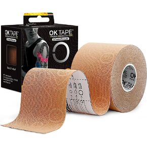 OK TAPE PRO Kinesiology Tape, 2inch x Long Roll 16ft Free Cut Tape, Elastic Athletic Tape Therapeutic Latex Free, Beige+Beige