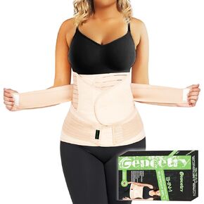 3 in 1 Postpartum Belly Band Wrap Support Recovery Girdles Abdominer Binder Post Surgery Belly&Waist&Pelvis Support Belt & Back Brace (Small/Medium, Black) (Black, Large)