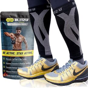 BLITZU Calf Compression Sleeves, Footless Compression Socks for Men & Women | Leg Support Brace, Shin Splint Pain Relief, Reduce Varicose Vein Swelling, Muscle Recovery, Running, Nursing, Fitness, Travel in Kuwait