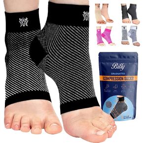 Compression Socks for Plantar Fasciitis & Achilles Tendonitis Relief – Pair of Ankle Compression Sleeves for Foot Swelling, Heel Spurs, Pain & Fatigue – Comfortable Arch Support Brace for Daily Use (Black, Medium) in Kuwait