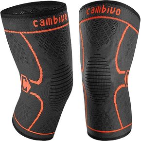 CAMBIVO 2 Pack Knee Brace, Knee Compression Sleeve Support for Men and Women, Knee Pads for Running, Hiking, Meniscus Tear, Arthritis,Joint Pain Relief (Beige,Small)