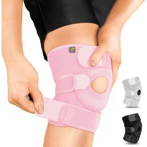 Bracoo Adjustable Compression Knee Patellar Pad Tendon Support Sleeve Brace for Men Women - Arthritis Pain, Injury Recovery, Running, Workout, KS10 (Black)