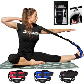 DMoose Fitness Foot & Calf Stretcher - Hamstring Stretcher for Plantar fasciitis, Achilles Tendonitis, Heel Spurs & Shin Splints - Yoga Stretching Strap for Back Pain - Flex Strap for Physical Therapy